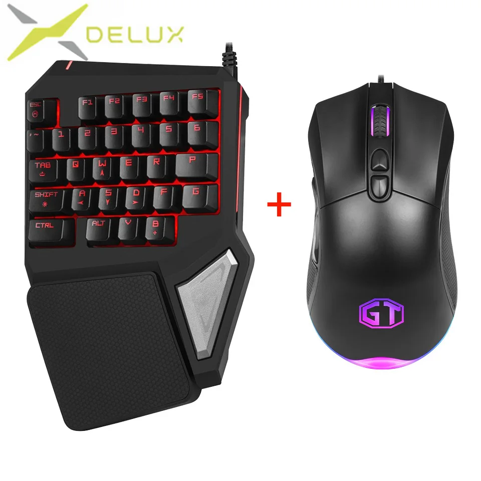 

Delux mini keyboard T9 Pro gaming mouse 626 wired Professional gaming 7 Color Backlit Wired Mouse 5000DPI 6600 FPS For Game PC
