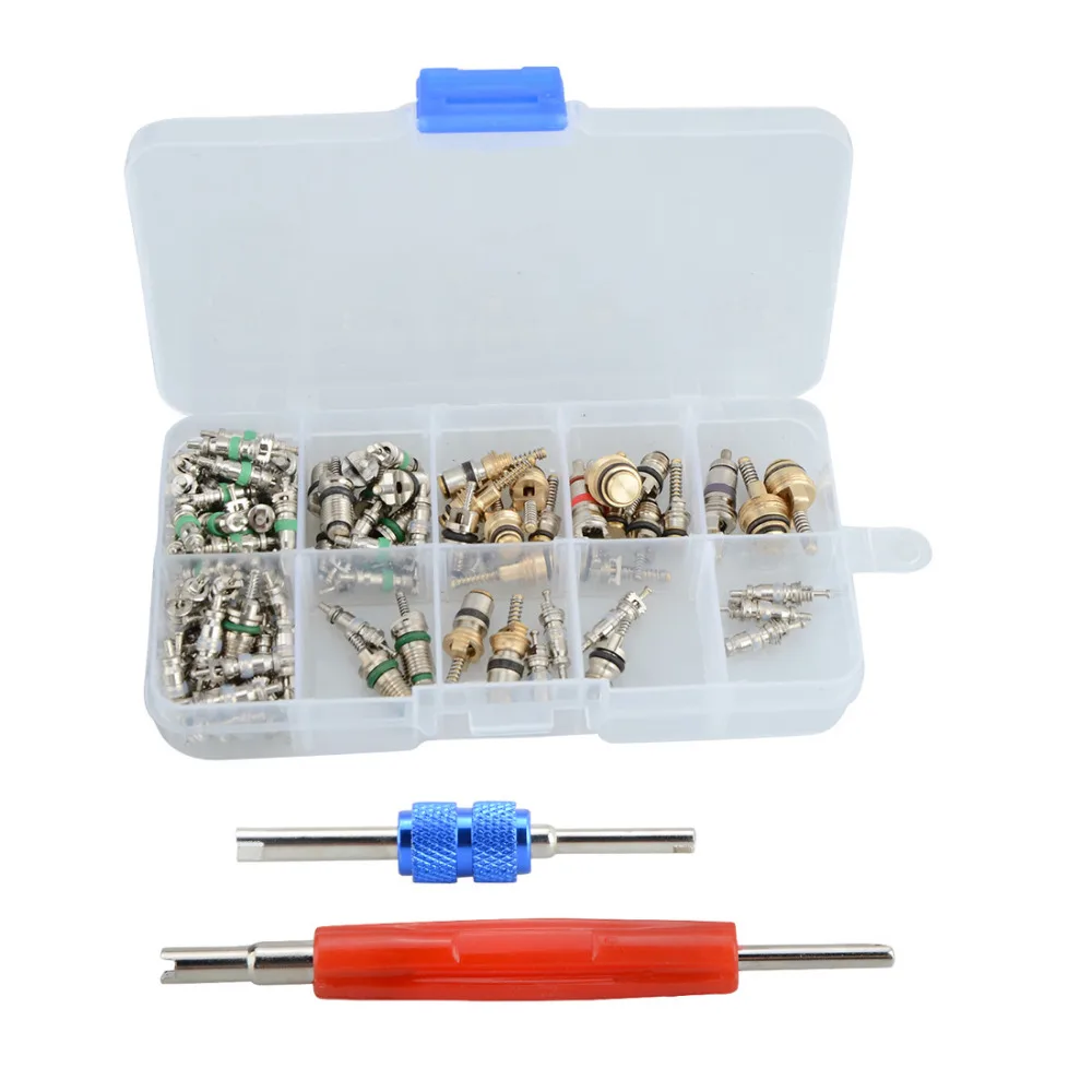

102 pcs/set Assortment A/C Schrader Valve Core&Tool 4 HVAC R134a/R12 Kit
