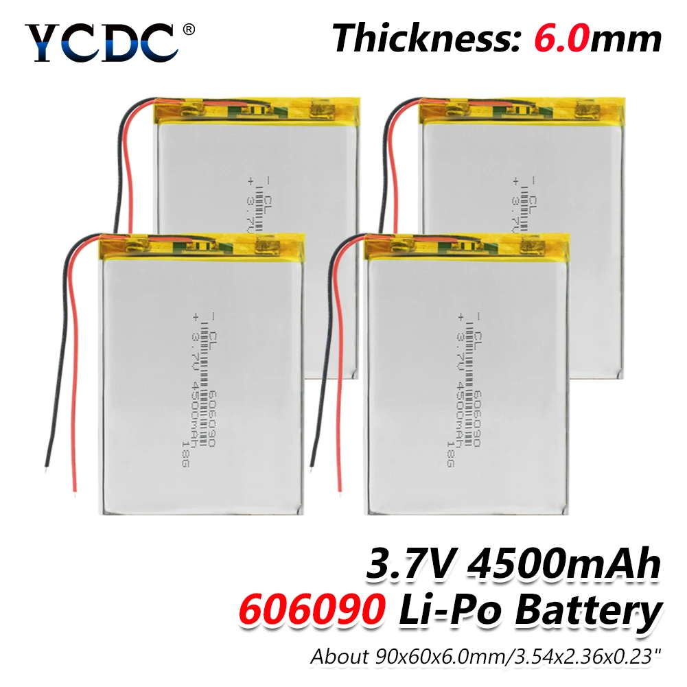 

1/2/4 Pcs 3.7V 606090 4500mAh Rechargeable Lipo Battery Tablet Dvd Camera GPS Electric Toys Laptop Lithium Polymer Batteries