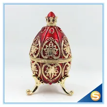 Easter Gift Vintage Decoration Faberge Egg Bejeweled Trinket Box Metal Jewelry Box Crystal Jewelry Storage Collectibles