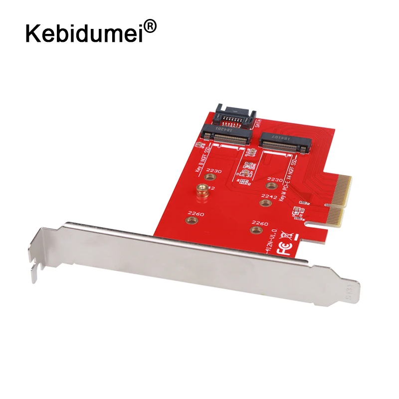 

kebidumei M.2 NVMe SSD NGFF TO PCIE X4 adapter M Key B Key dual interface card Support PCI Express 3.0 2230-2280 Size m.2