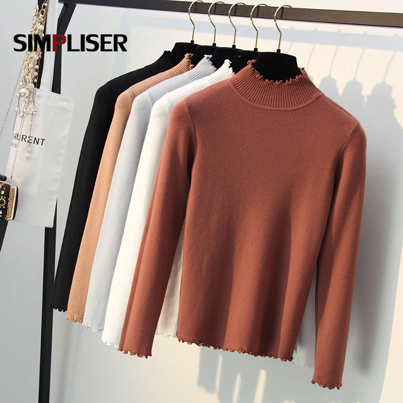 Chic Basic Sweaters Woman Turtleneck Pullover Women 2019 Pull Femme White Black Pink Jumpers Mujer Spring Winter Knitwear Tops | Женская