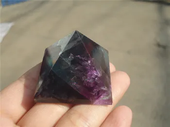 

75g NATURAL COLORFUL FLUORITE CRYSTAL Pyramid CUT Polished PA008