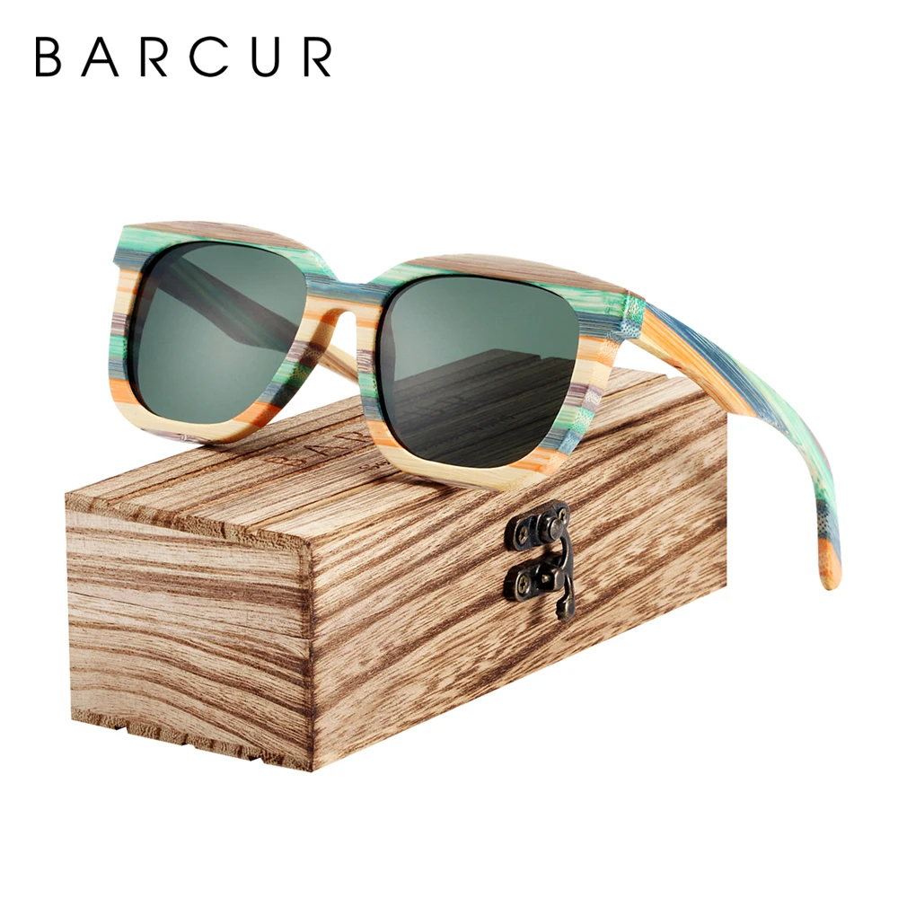 BARCUR, уникальные деревянные поляризационные солнцезащитные очки, градиентные бамбуковые солнцезащитные очки для мужчин и женщин, спортивные очки, квадратный стиль