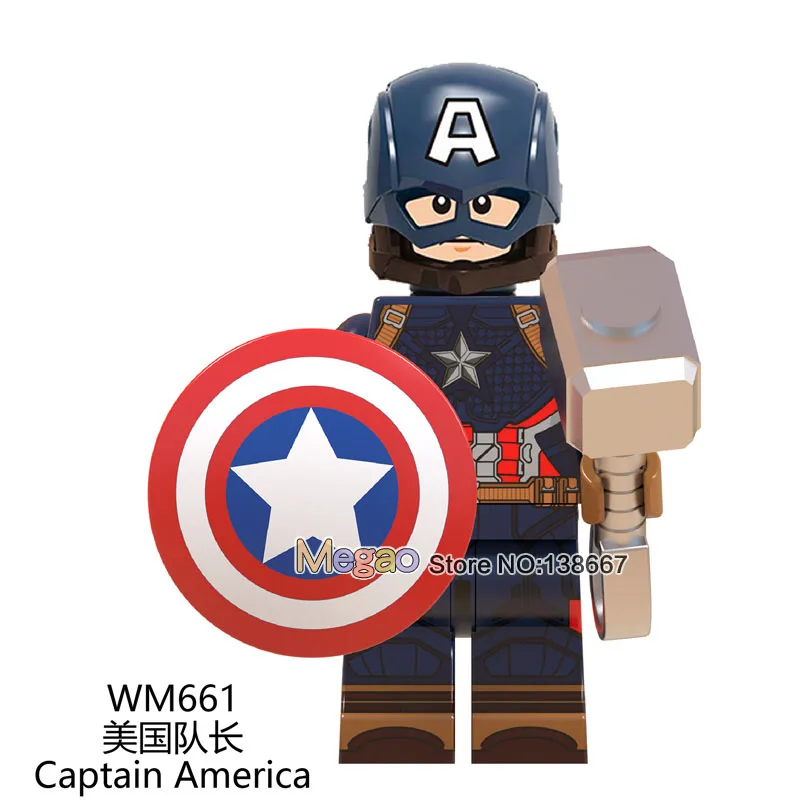 

Captain America Hammer of Thor Super Heroes Iron Man Thanos Hulk Ant Man Building Blocks Marvel Avengers Endgame toys Gift