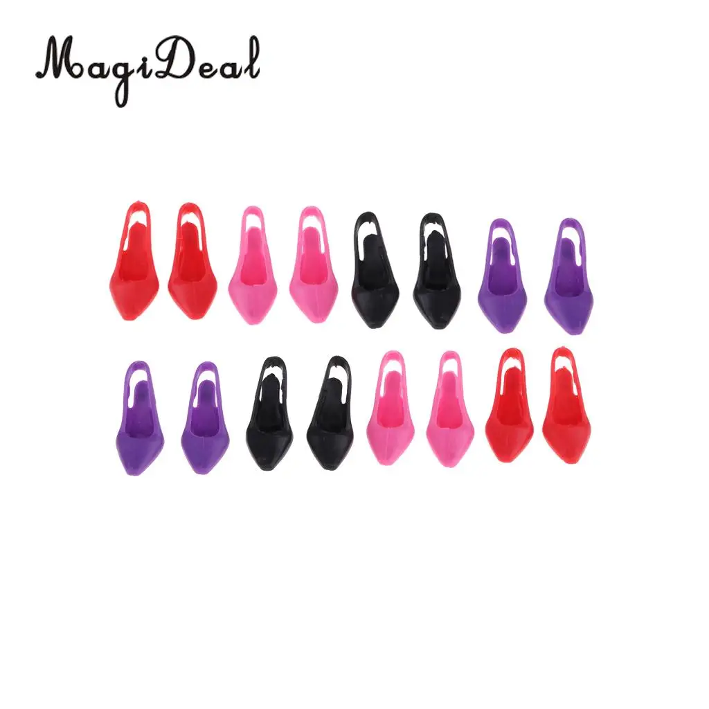 8 Pairs 1/6 Scale Miniature High Heel Shoes Furniture for Dolls House Room Woman Figures Accessory Decoration