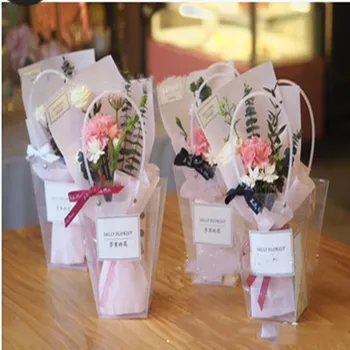 

2019 new sale Plant gift bag transparent PVC flowers potted tote bag waterproof PP trapezoid gift essential floral plastic bag