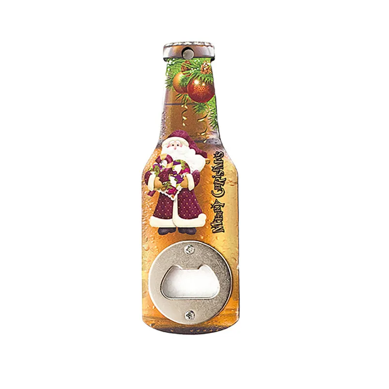 Creative Wooden Bottle Opener Christmas Print Refrigerator Magn Home Decoration Kitchen Eco-Friendly Beer Opener 40MR0405