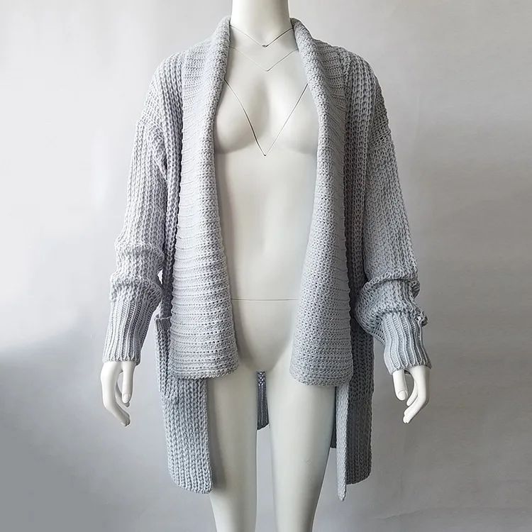 Womens Cardigan Long Sleeve Knitted Turn-Down Irregular Women Sweaters and Pullovers Ladies Long Cardigans Sweaters