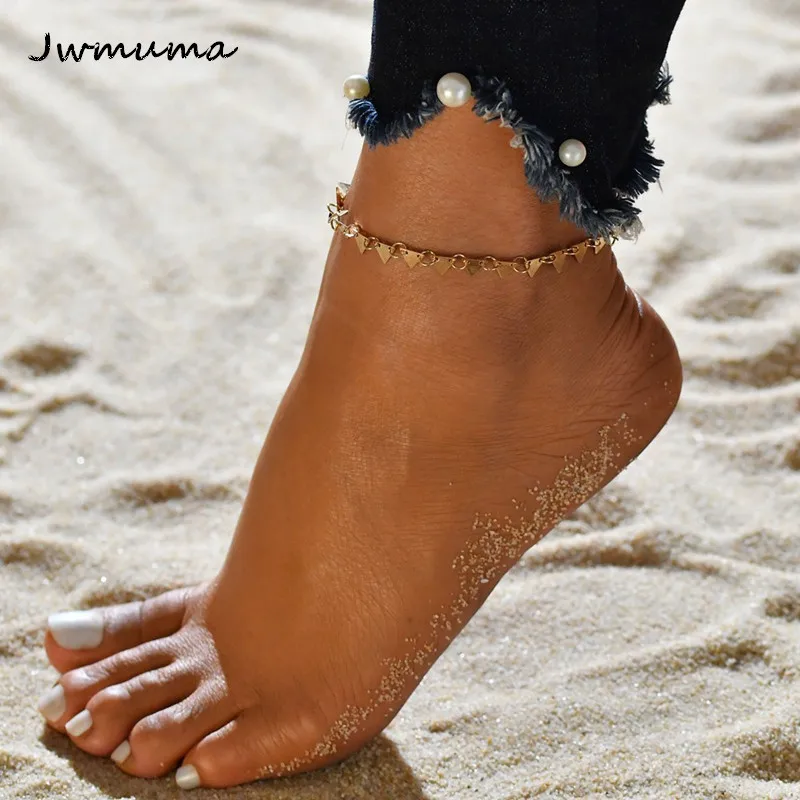 

New Simple Double-layer Triangular Metal Piece Women's Anklets Punk Bracelet on The Leg Anklet for Women Foot Jewelry Gift