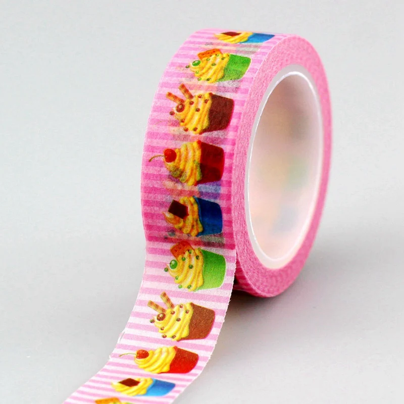 

2PCS/lot 1.5cm*10m/roll cute pink cup cake washi tape DIY decoration scrapbook Planner masking tape adhesive kawaii stationery