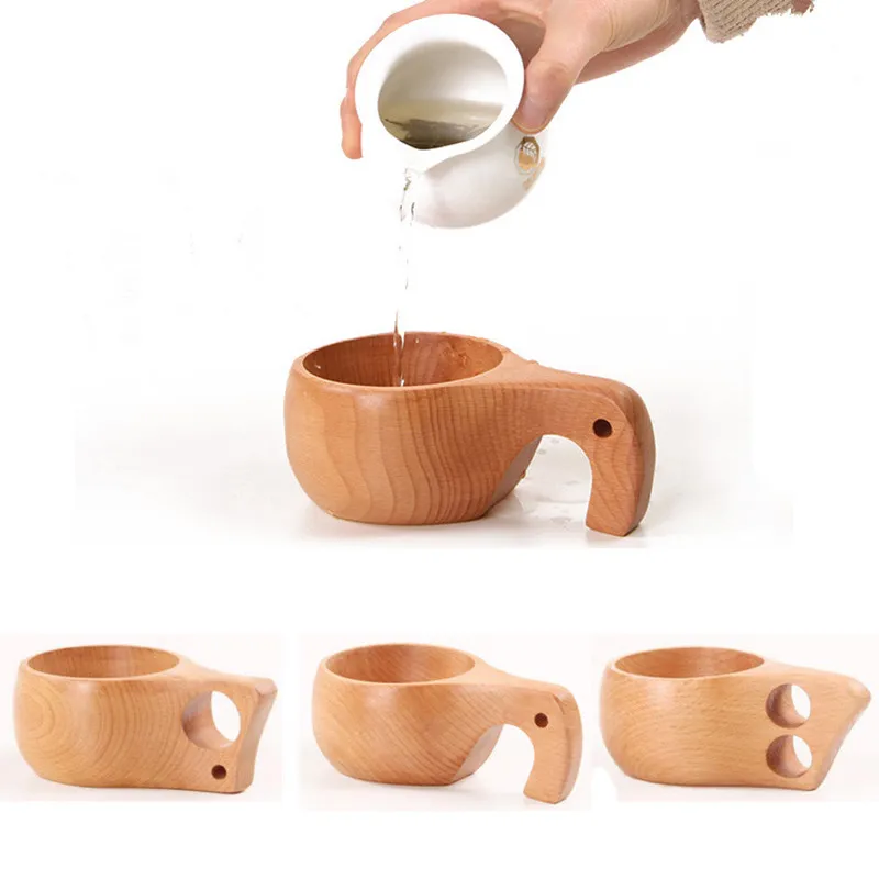 

Vintage Style Beech Wooden Mugs with Handgrip Kuksa Milk/Coffee/Drink Mugs Kids Mug Easy Carry Travelling Cups Natural Unique