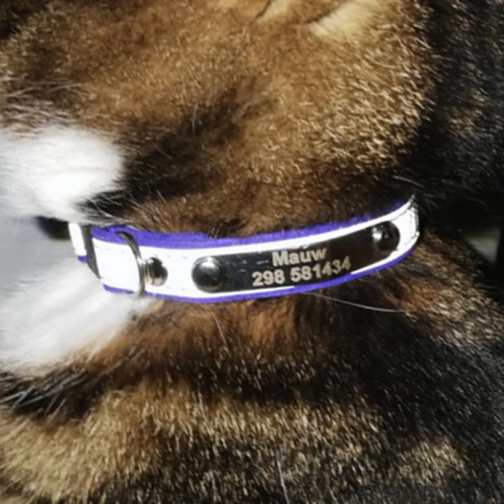 

Reflective Pet Collar Engraving Cat ID Tag Quick Release Cats Collars Customized Necklace For Pets Dog Laser Engrave Dog Necklet