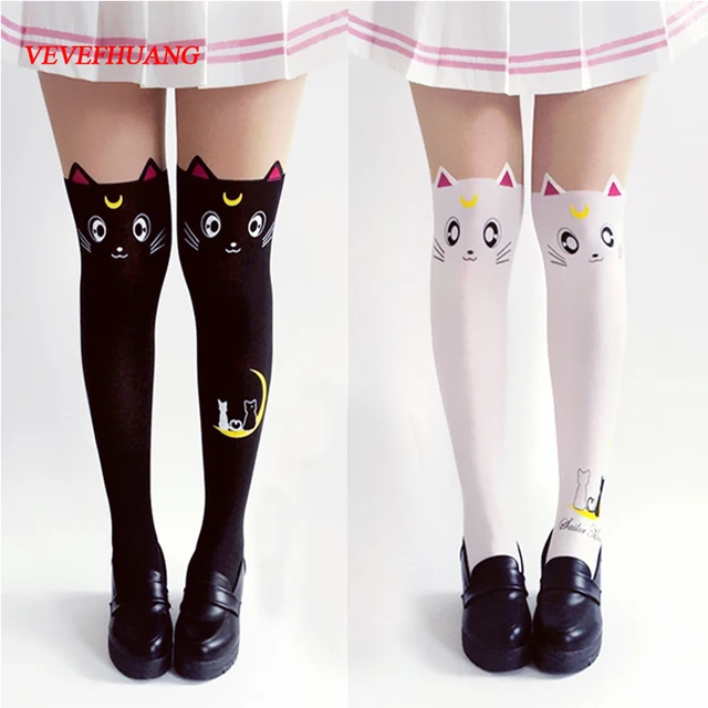Vevefhuang Hot Anime Sailor Moon Cosplay Costume Kobiety Luna Kot