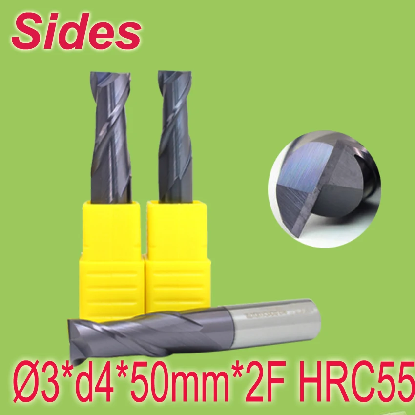 

3*d3*50mm*2F HRC55 Tungsten Carbide Square End Mill 2F Flat Spiral Flute Endmill Cutter Free Shipping
