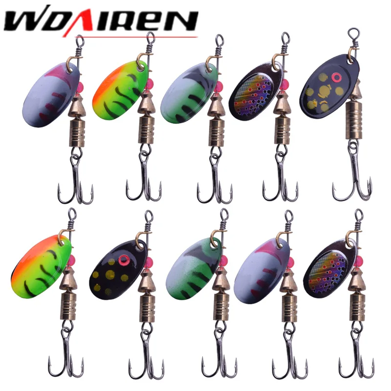 

WDAIREN 10pcs Fishing Lures Spoon Bait Metal Lure Kit iscas Mixed Colors Artificias Hard Bait Fresh Water Bass Pike Bait Fishing