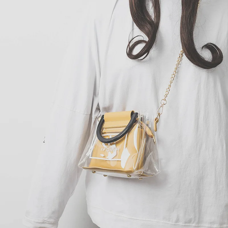 

Fashion Women Transparent Bag Jelly Bags Candy Summer Beach Bag Clear Handbags Women PVC Shoulder Bags Bolsa Feminina Sac A Main