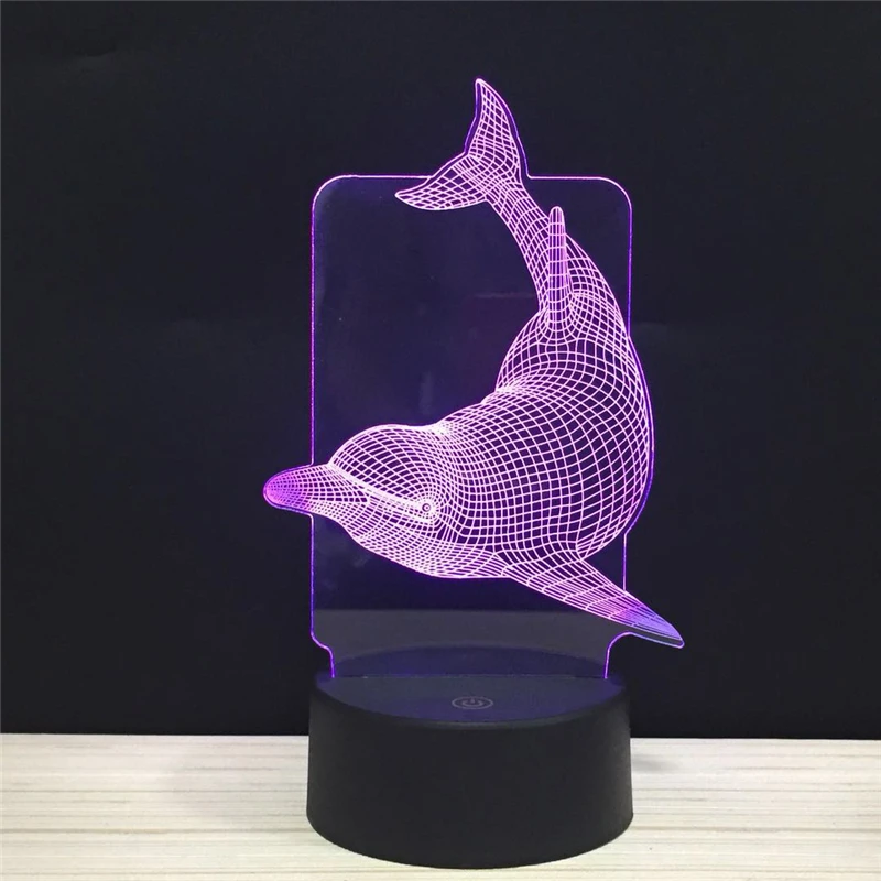 

Lucky Dolphin Sign LED 3D NightLight Acrylic Night Lamp Light Luminary With Touch And Remote Lamps Lights Kids Decoration Mylamp