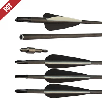 

12Pcs 26" 28" 30" Carbon Arrow Spine 400 Changeable Point Nock for Recurve Compound Bow Outdoor Shooting Hunting Free Shipping