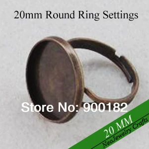 

20mm Antique Bronze Blank Finger Ring Tray, Adjustable Ring Bezel Setting Great for Glass Cabochons or Stones