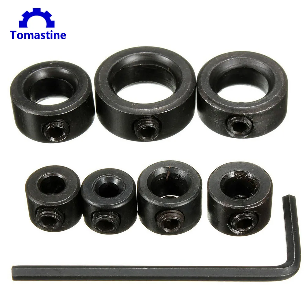

7 pcs drill bit stop collar set + 1 Wrench Depth Stop Collar Positioner Spacing Ring Locator 3-12mm Drill Bit