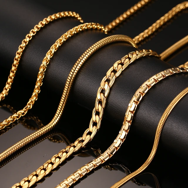 Vnox 24inch Gold color Chain Necklace Long Stainless Steel Metal Snake
