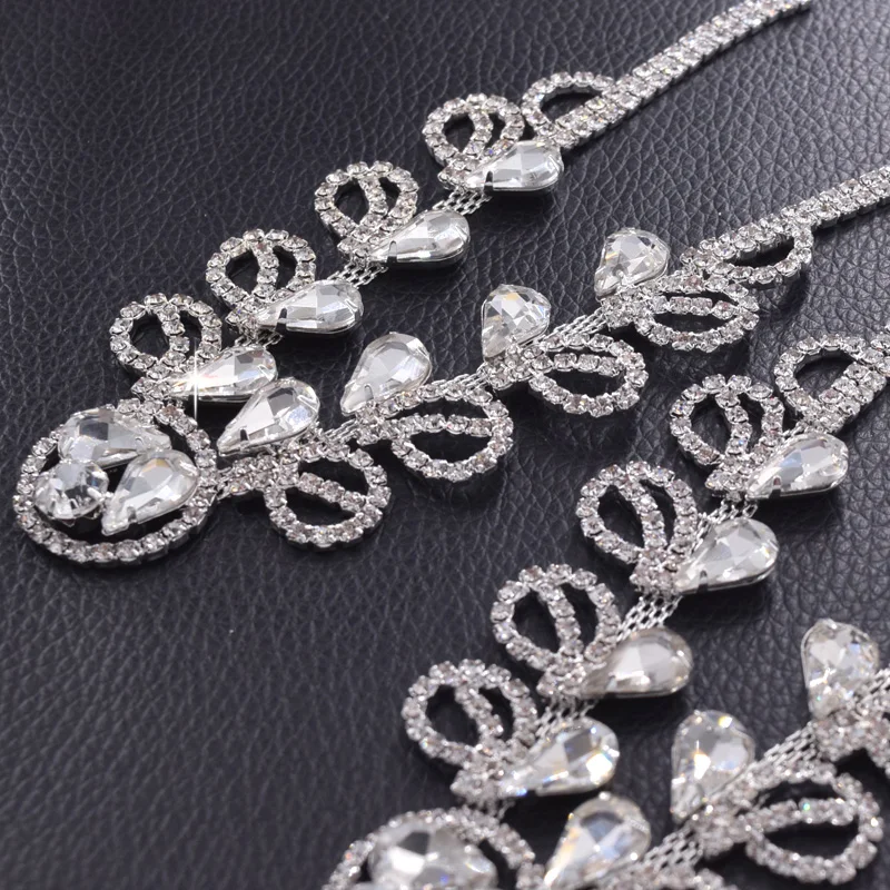 Rhinestone crystal glass shoes appliques sew on (9)