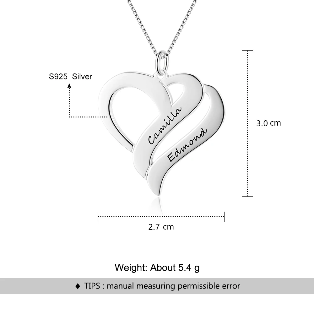 Ожерелье из серебра с гравировкой имени в форме сердца|necklace silver necklace|925 sterling