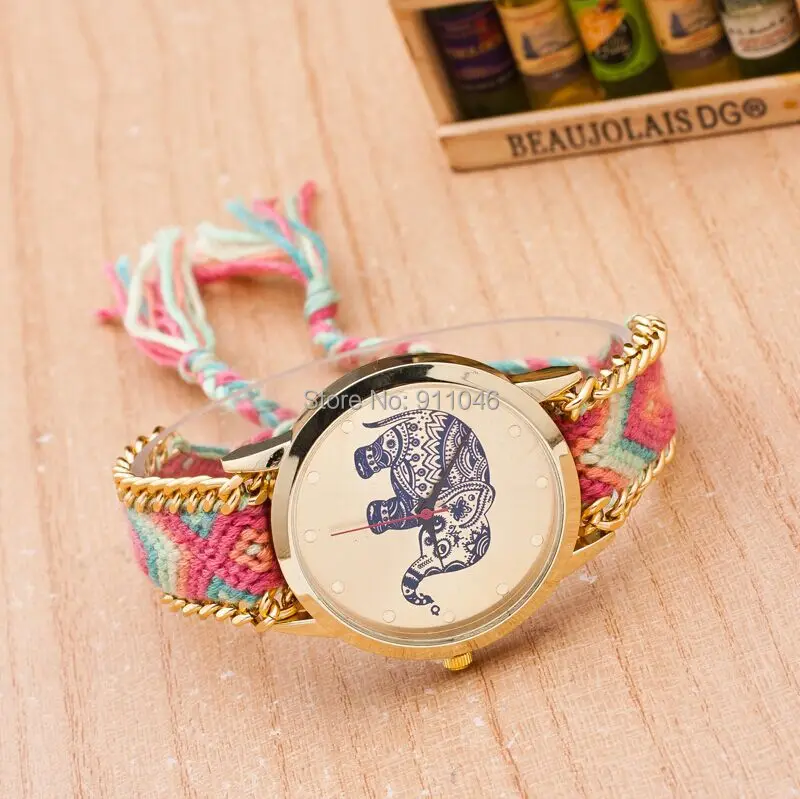 Горячая Распродажа 1000 шт./лот плетеные радужные цветные женские браслеты часы женские часы подарочные часы оптом