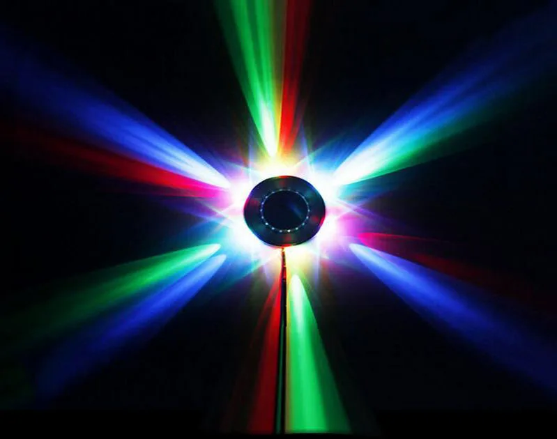 Светодиодный НЛО Портативный лазерный сценический свет 9 Вт RGB 48 Светодиодный s Звук Активированный Подсолнух светодиодный светильник