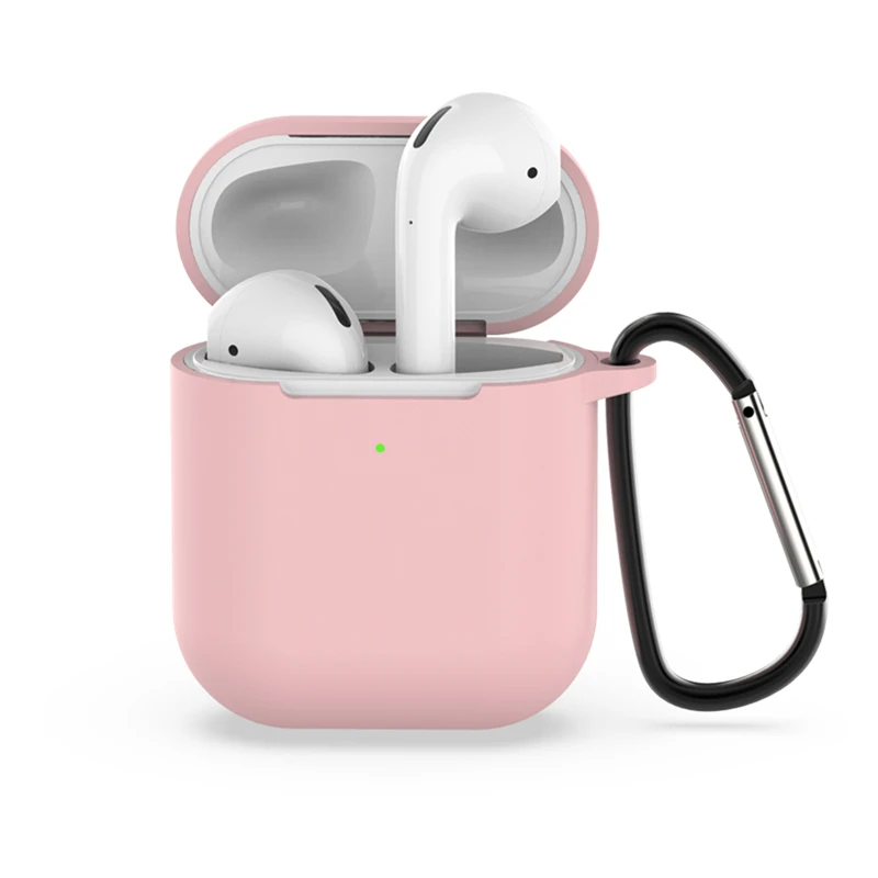 Чехол для наушников для Apple AirPods 2 силиконовый чехол беспроводной Bluetooth чехол для наушников для Airpods 2nd гарнитура Coque Hook Hole - Цвет: Pink