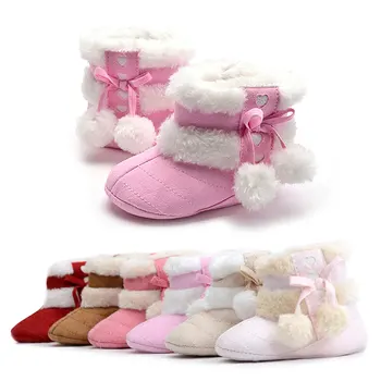 

6Colors Sweet Newborn Baby Girls Princess Bowknot Winter Warm First Walkers Soft Soled Infant Toddler Thickening Boots Play Mats