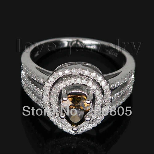 

Gorgeous Natural Pear Cut Coffee Diamond Ring Solid 14Kt White Gold,Real Champagne Diamond Ring For Sale BAB00800
