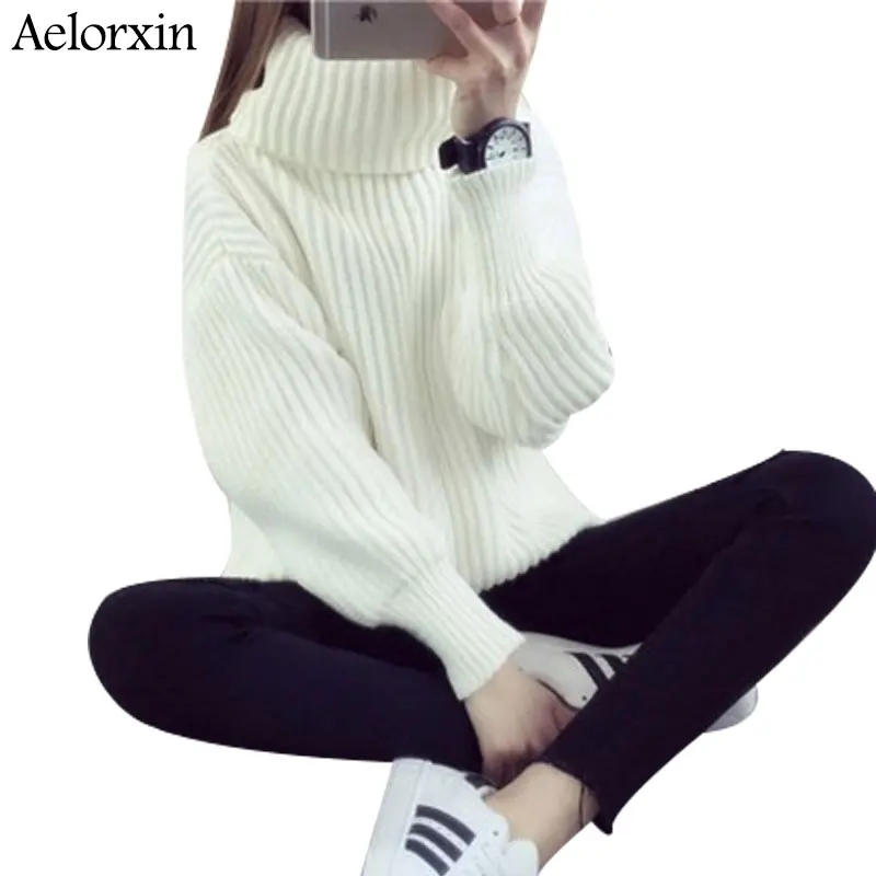 

Turtleneck Sweater Women Sweaters and Pullovers 2019 Winter Girl White Thickened Knitted Sweaters Pull Femme Jumper Tricot Tops