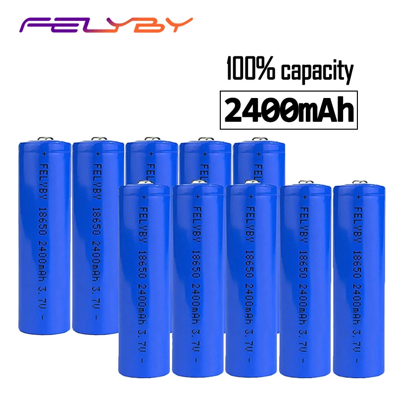 

Free Shipping ! HOT! FELYBY High Quality 3.7V 2400mAh Original 2-10pcs 18650 Li-ion Rechargeable Battery with USB Charger