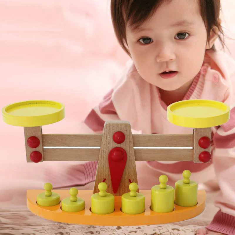 Wooden balance scales children's intelligence early education, enlightenment toys gifts