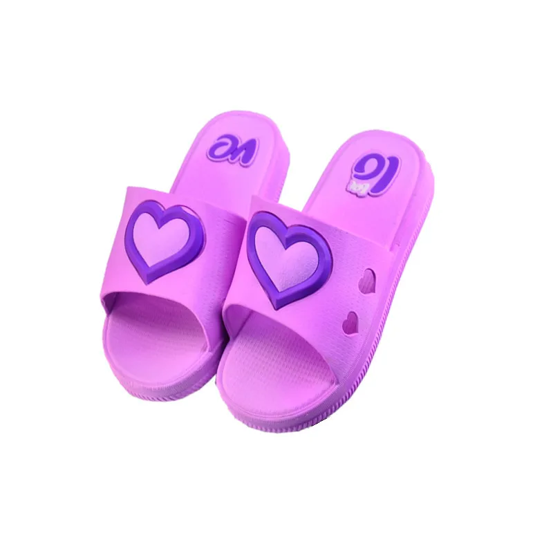 

Fashion Women Sandals Women Summer Home Indoor and Outdoor Flat-bottom Slippers Heart-printing Bathroom bath non-slip Slippers