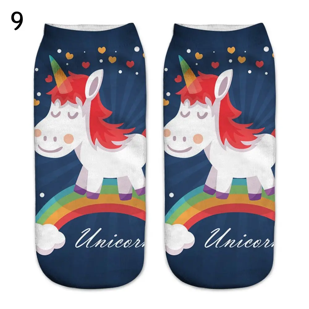 Fashion Women Men socks 3D Unicorn Cartoon Animals Harajuku Sock Unisex Low Cut Boat Ankle Socks