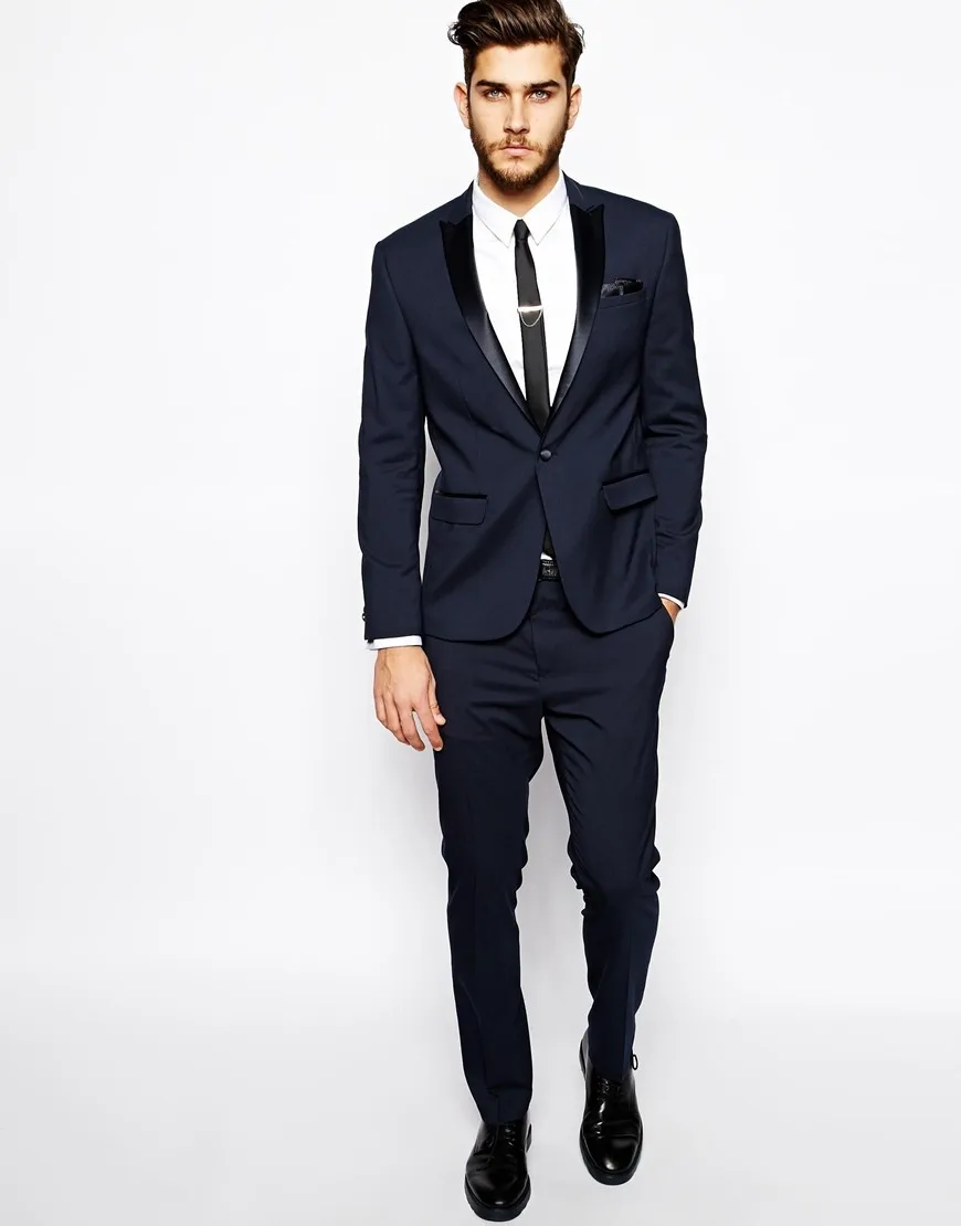 Hot sale custom Made Groom Tuxedos navy Wedding Groomsman