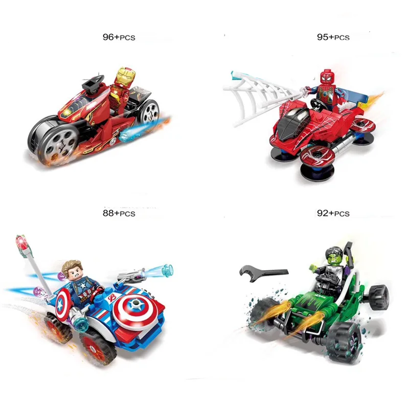 

4pcs Marvel Avengers Endgame Super heroes Road Giant Jeep Captain America Search Car Building Blocks Toy For children Gifts