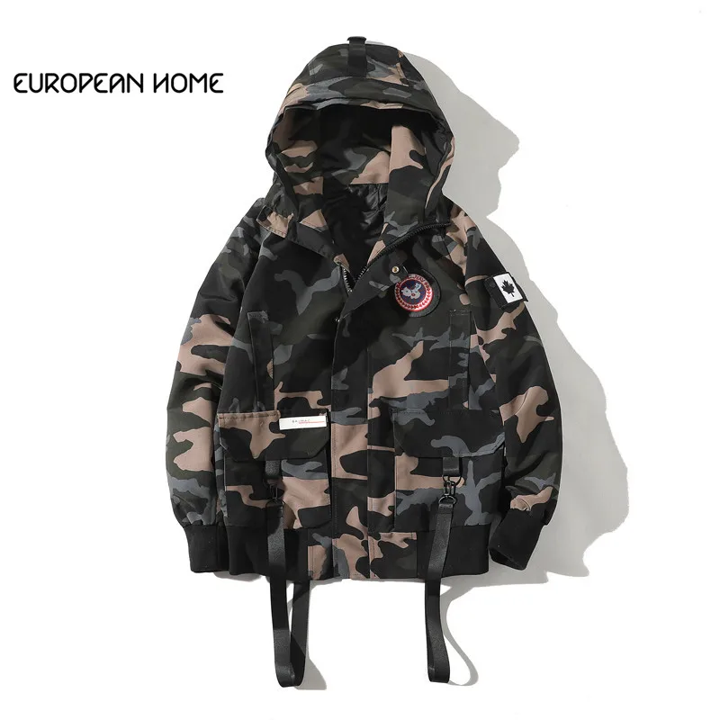 

Jacket Women Clothes Plus Size Outerwear Spring Autumn Loose Fashion Camo Hooded Jackets Appliques Long sleeve Casual Coat LR159