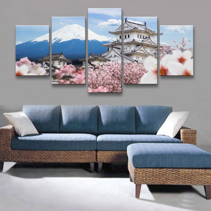 5 pieces high-definition print tower landscape canvas oil painting poster and wall art living room picture TA5-001 (4)