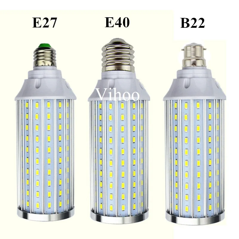 Лампада, 12 Вт, 15 Вт, 20 Вт, 30 Вт, 40 Вт, 50 Вт, 60 Вт, 80 Вт, E27 E14 E40 B22 Светодиодная лампа “Кукуруза” светильник 110V или 220V Алюминий охлаждения высокой Мощность лампа 1 шт