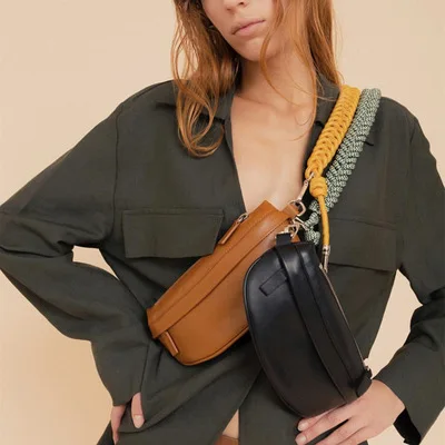 

Pockets Artillery Chest Bag Knot Braided Shoulder Strap Casual Waist Bags Ladies Pu Leather Pack Phone Crossbody Bags 2019