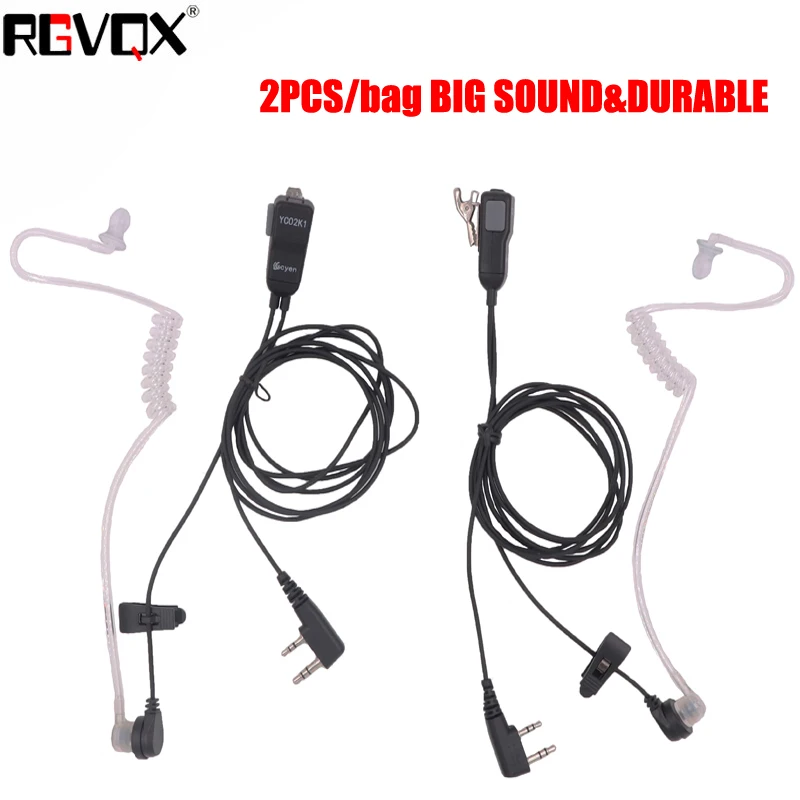 

2pcs Mic Earpiece Walkie Talkie Headset For Kenwood For Baofeng Radio Devices 2Pin