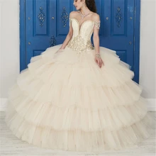 Vestido debutante Deep-Veck Бисероплетение Sppliques Quinceanera Vestidos 15 Vestido Vestidos De Quinceanera