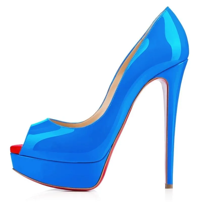 2015-new-brand-Women-Pumps-sexy-platform-Patent-leather-14-cm-high-heels-fish-head-red (5)