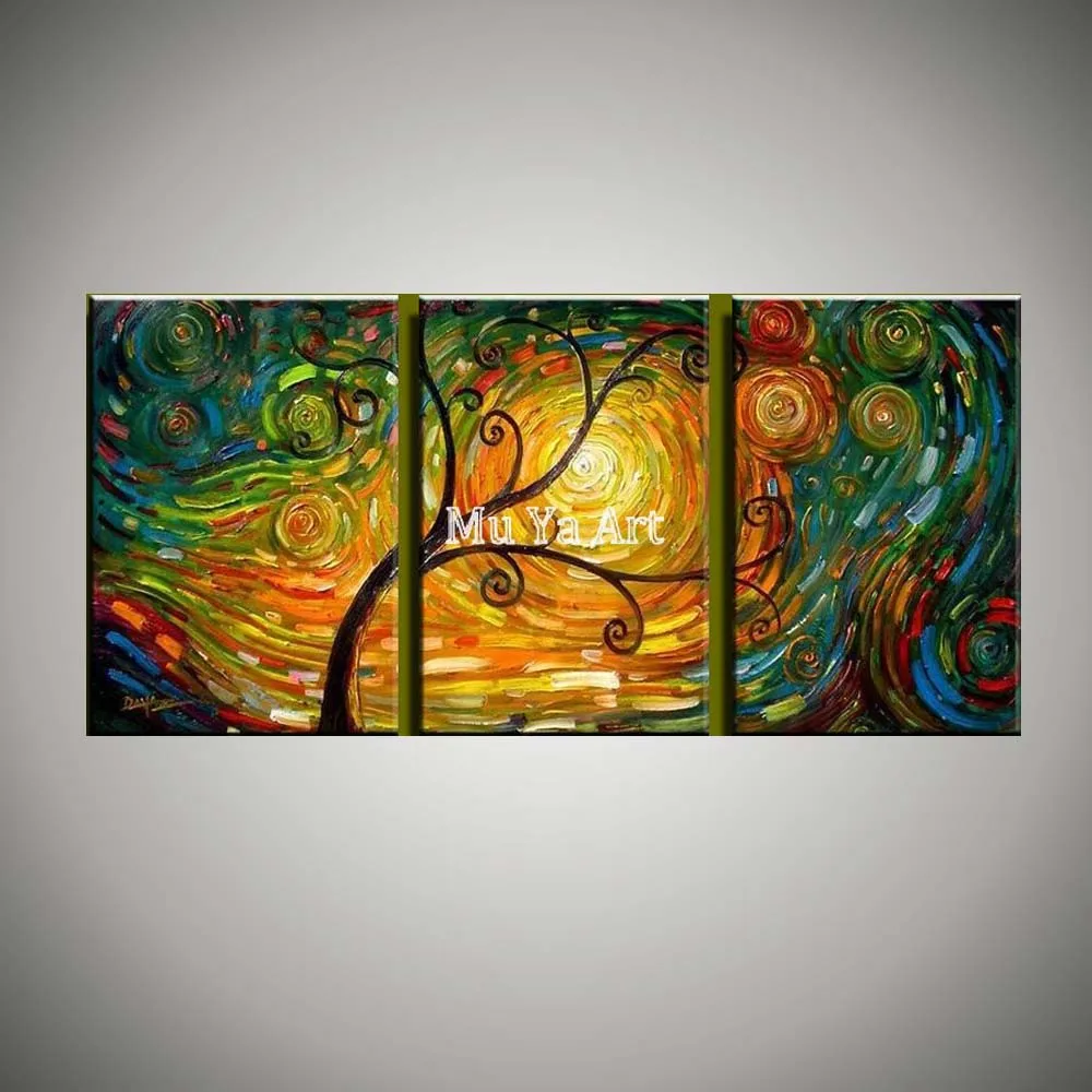 3 piece modern canvas wall art triptych Muti panel Abstract tree of