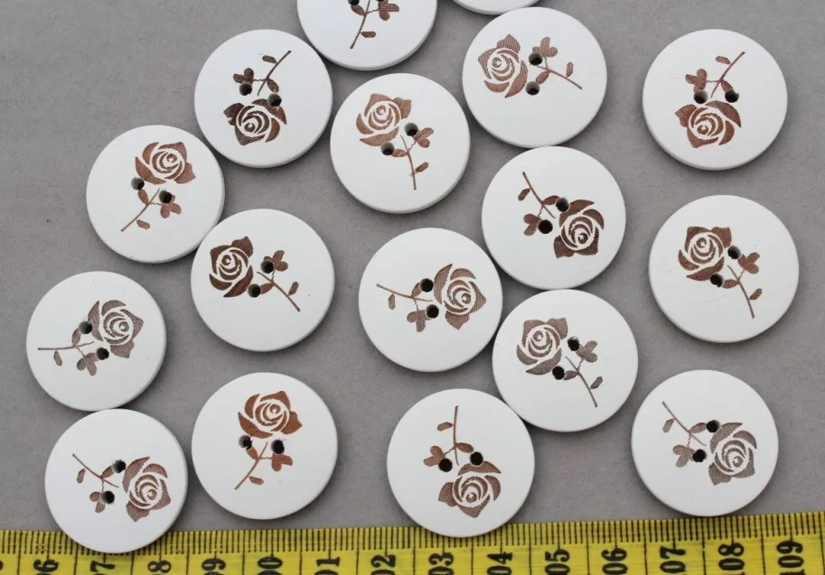 250 pcs Adorable laser carved Rose flower Wood wooden Buttons 1'' white color 2 holes -MK0027 versatile summer wide leg pants with buttons natural waist and pants with a flair genjuku trendy women s blue jeans with holes