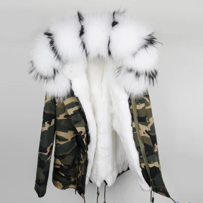 Парка зимняя куртка женская парка натуральный мех пальто большой натуральный мех енота воротник с капюшоном Кролик Мех парки теплые толстые - Цвет: color 31